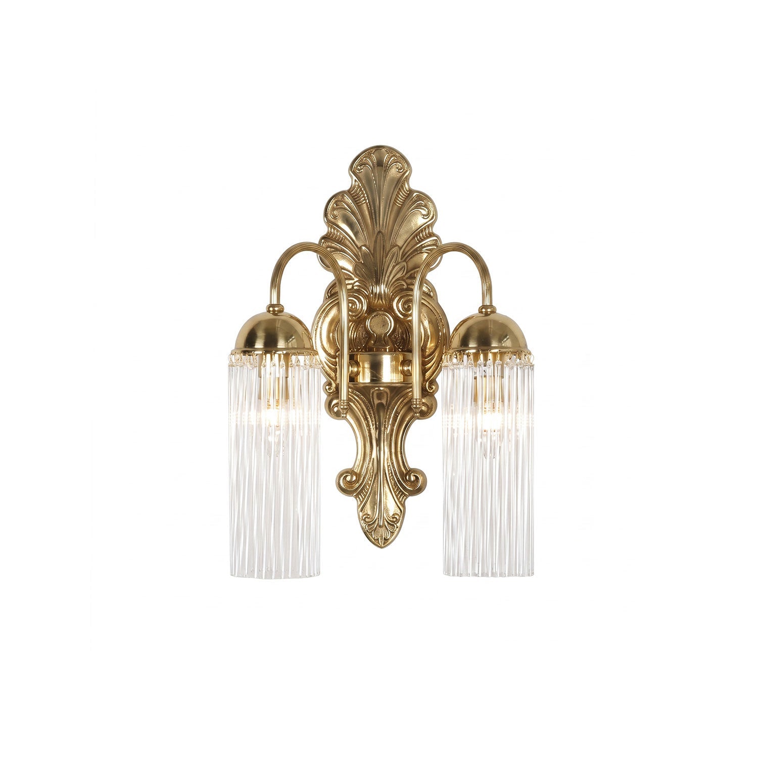 Baroque Brass Fluted Glass Wall Sconce