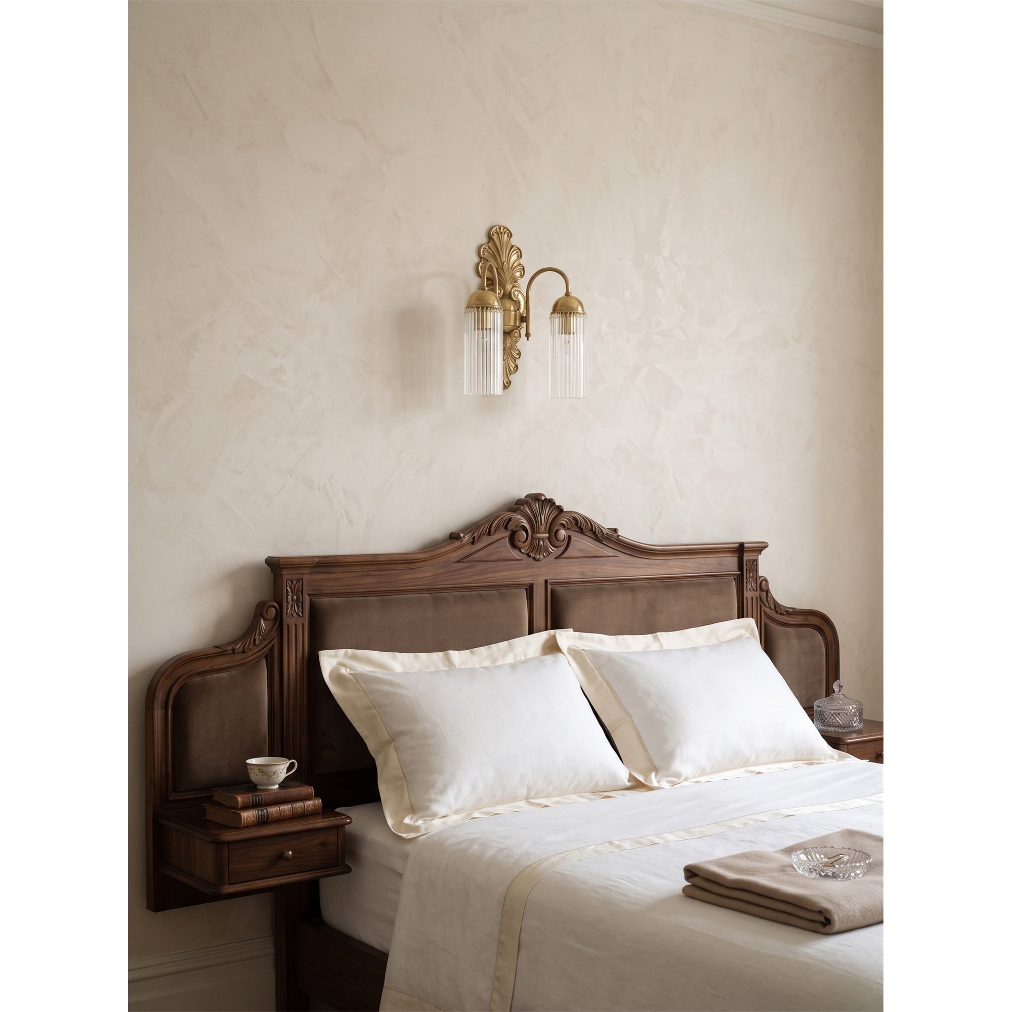 Baroque Brass Fluted Glass Wall Sconce