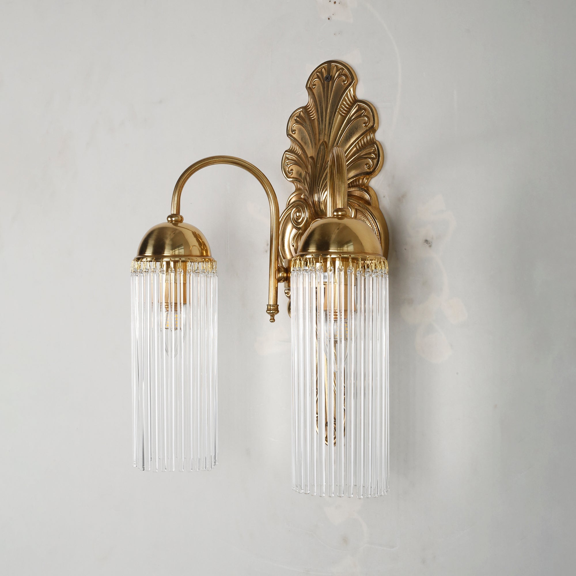 Baroque Brass Fluted Glass Wall Sconce