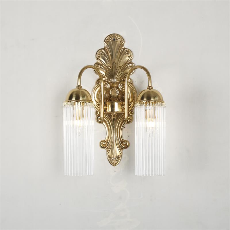 Baroque Brass Fluted Glass Wall Sconce