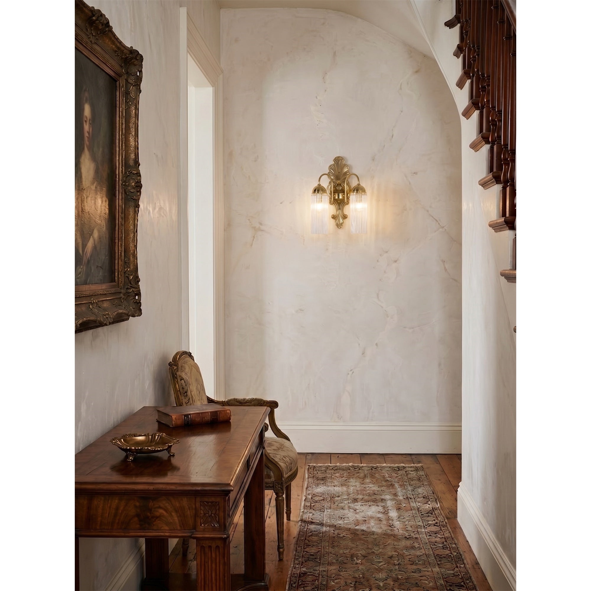 Baroque Brass Fluted Glass Wall Sconce