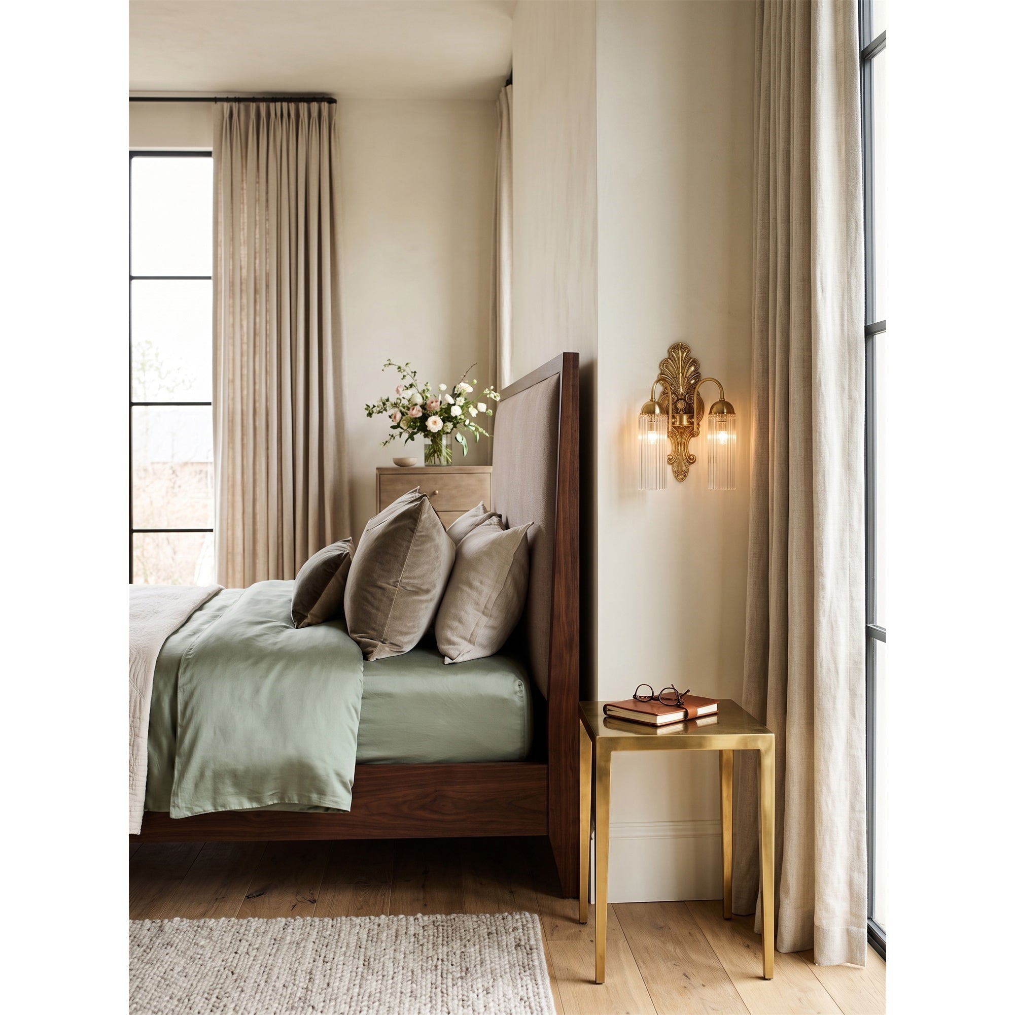 Baroque Brass Fluted Glass Wall Sconce