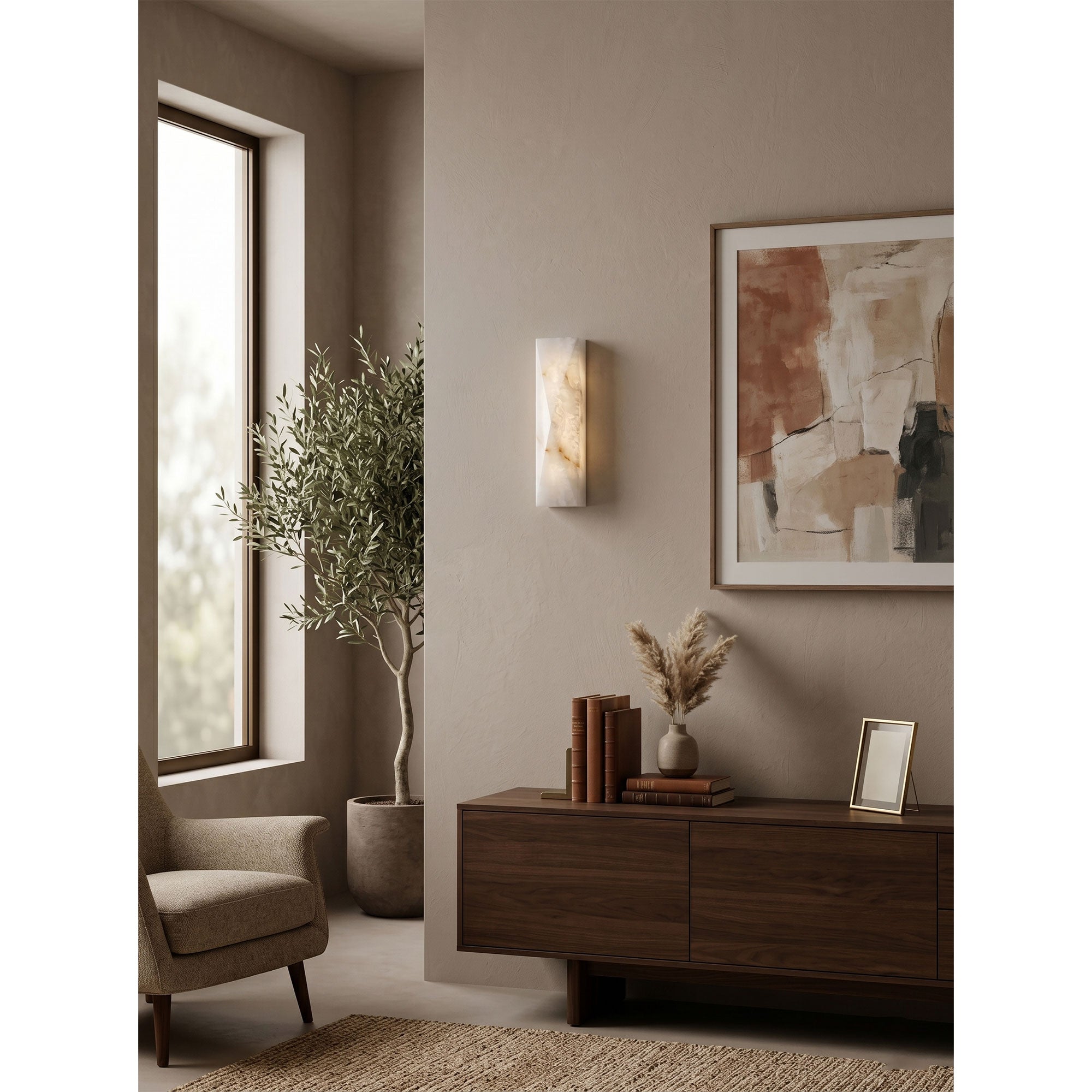 Slim Alabaster Bar Wall Sconce in Gold