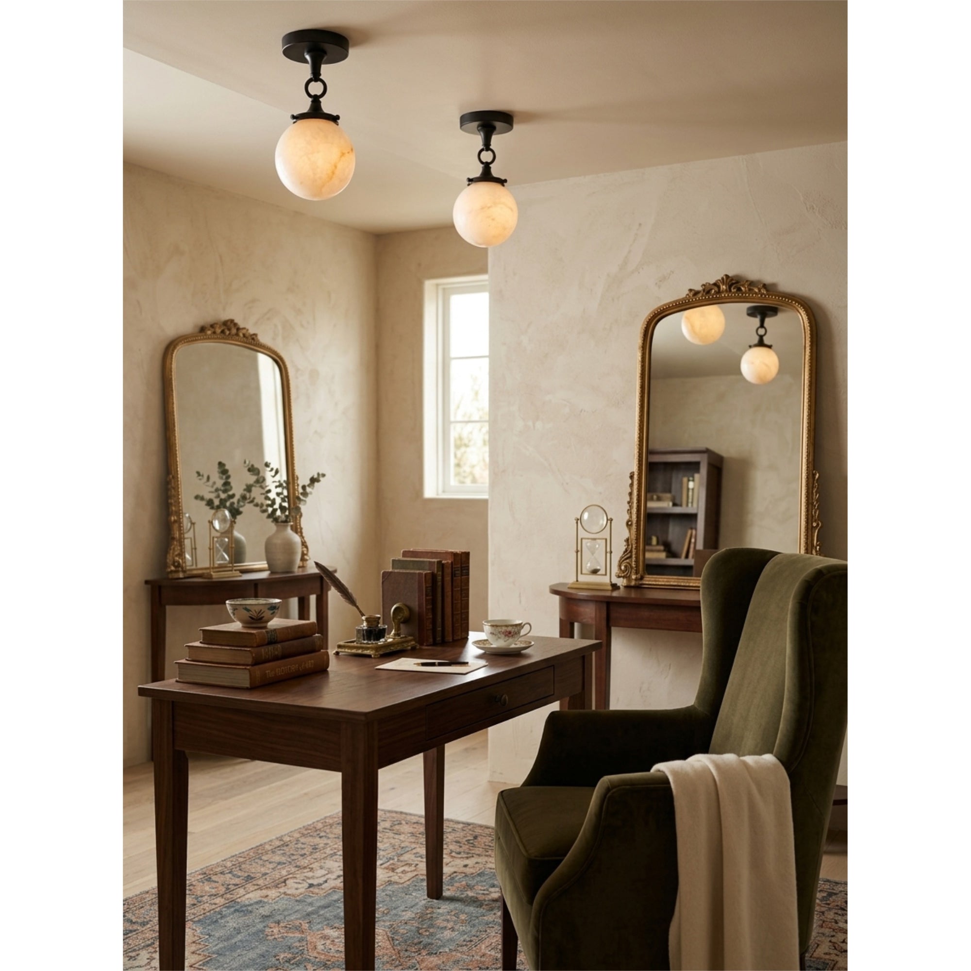 Interlocking Ring Alabaster Semi-Flush