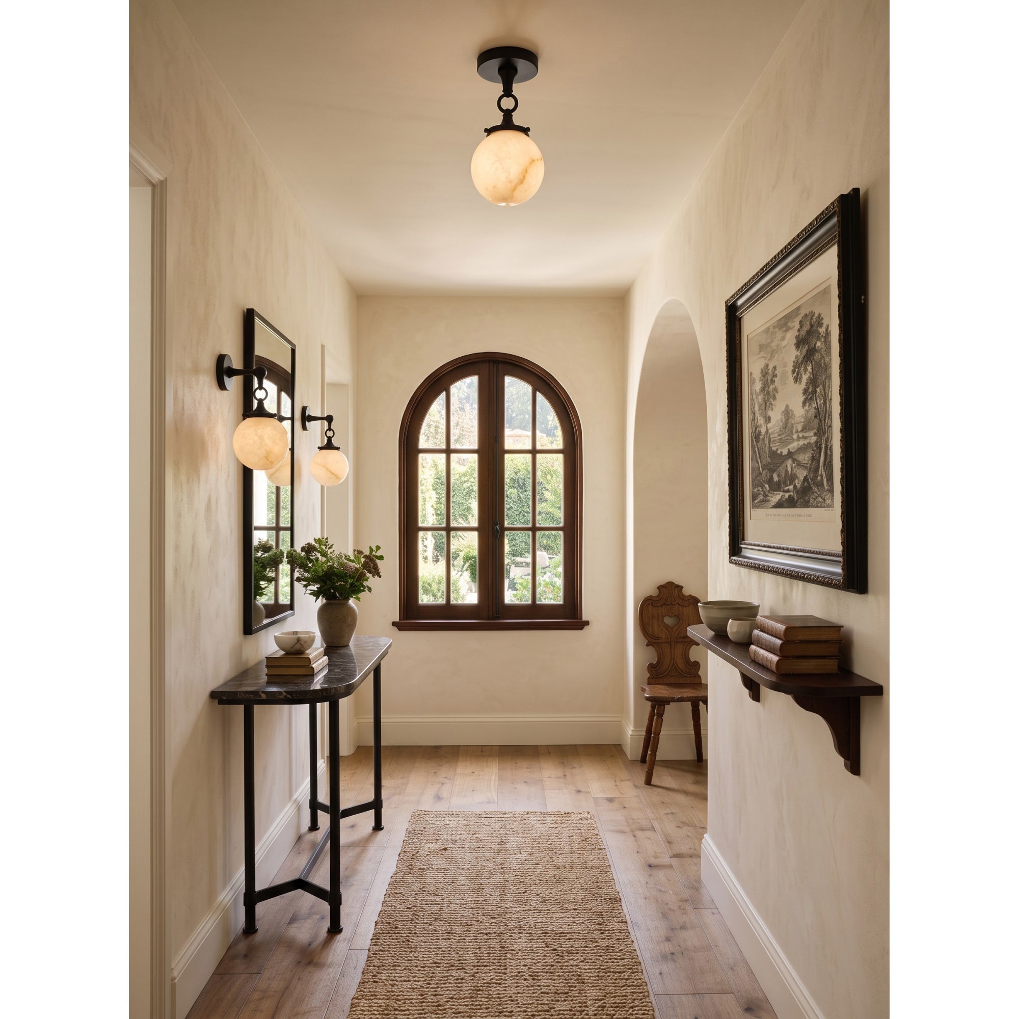 Interlocking Ring Alabaster Semi-Flush