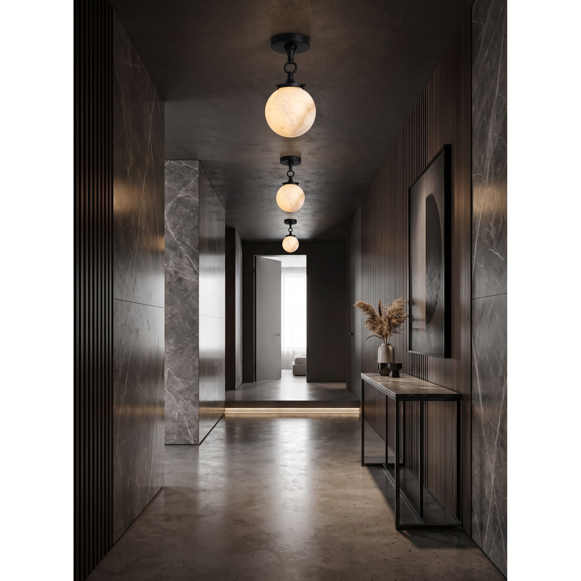 Interlocking Ring Alabaster Semi-Flush