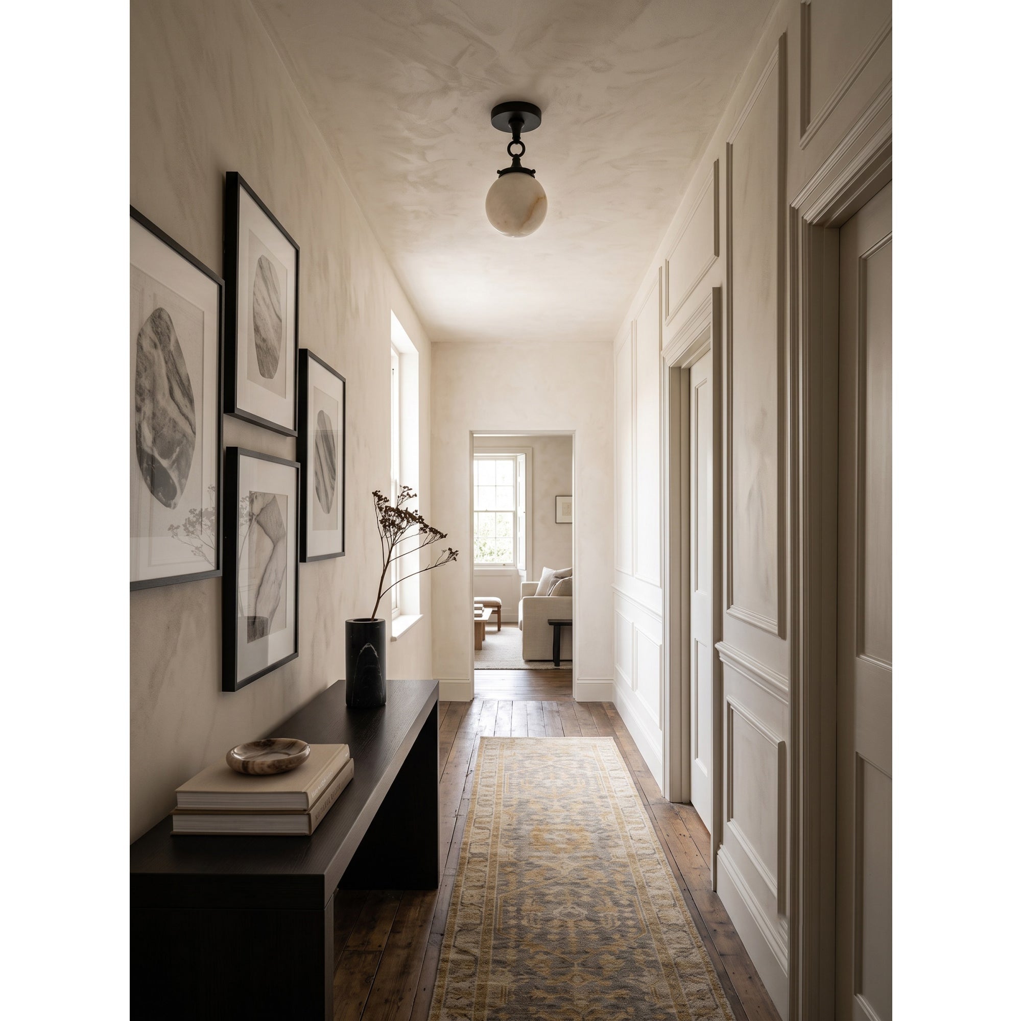 Interlocking Ring Alabaster Semi-Flush