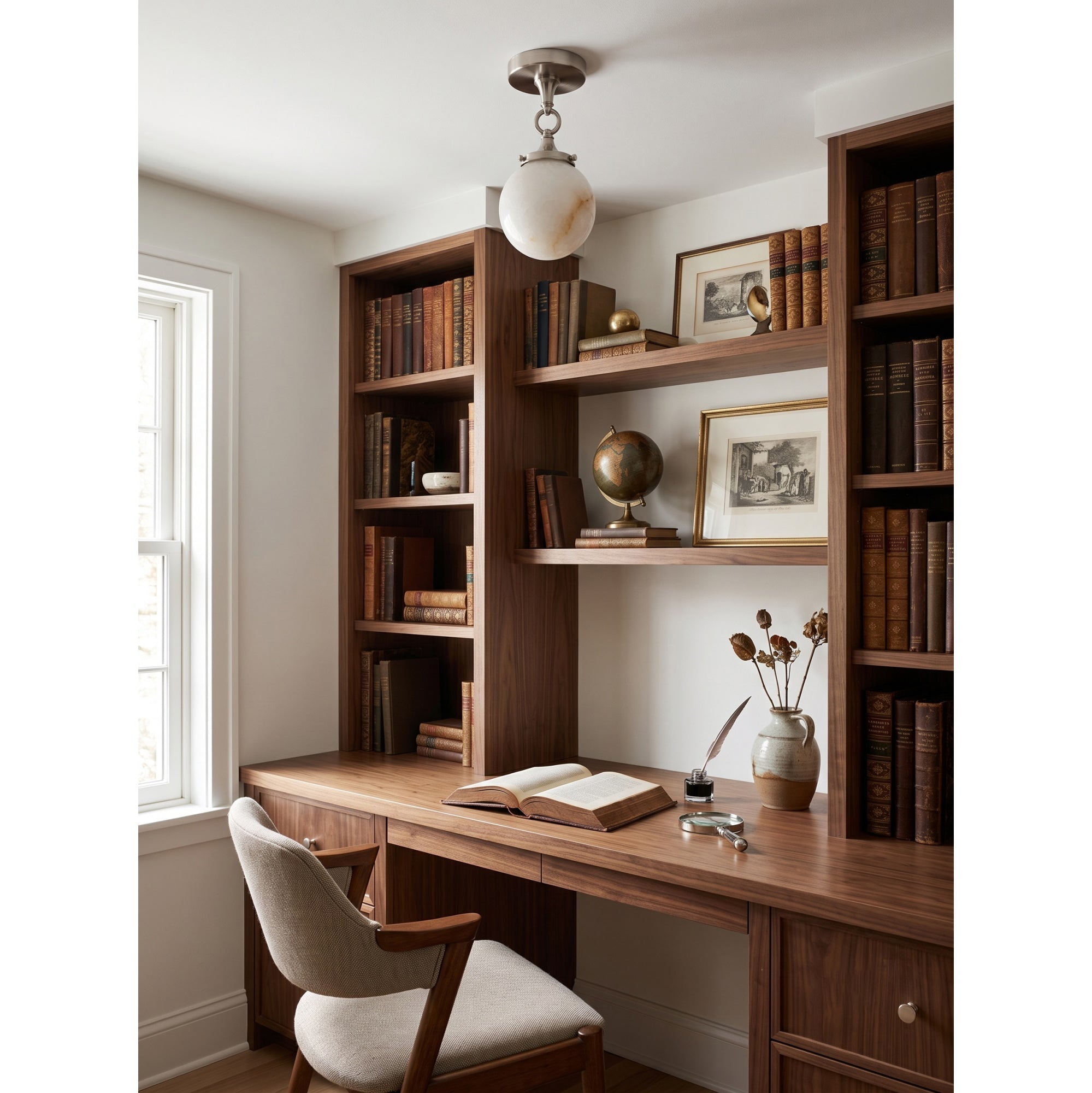 Interlocking Ring Alabaster Semi-Flush