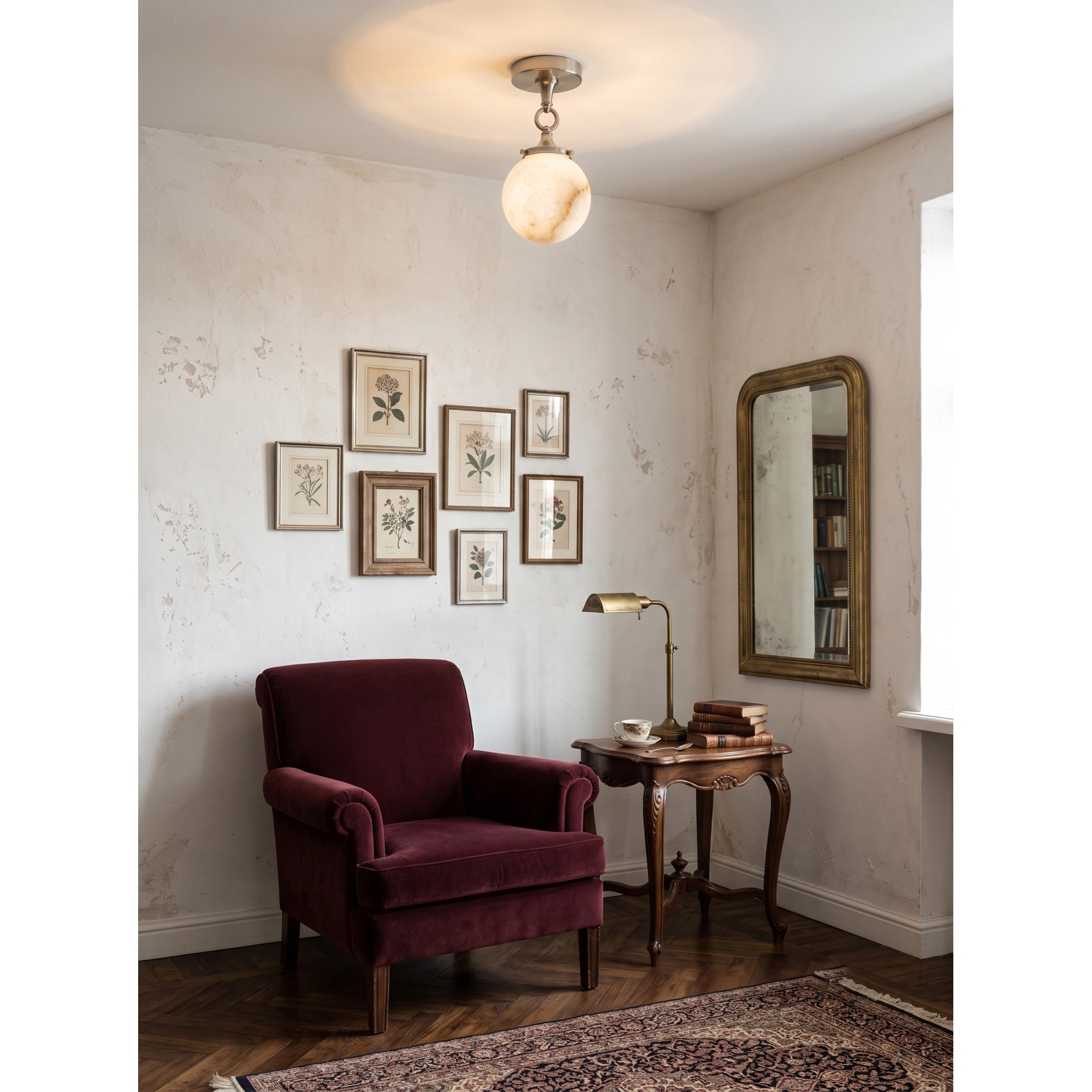 Interlocking Ring Alabaster Semi-Flush