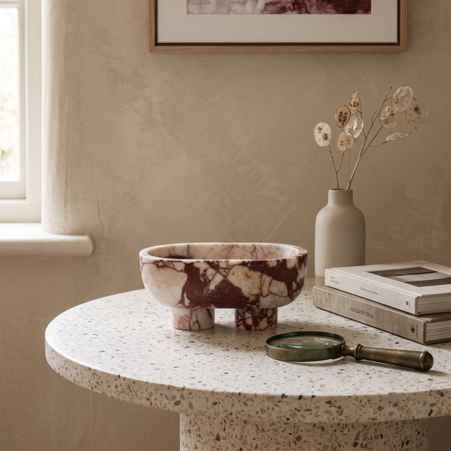 Footed Oval Stone Vanity Tray