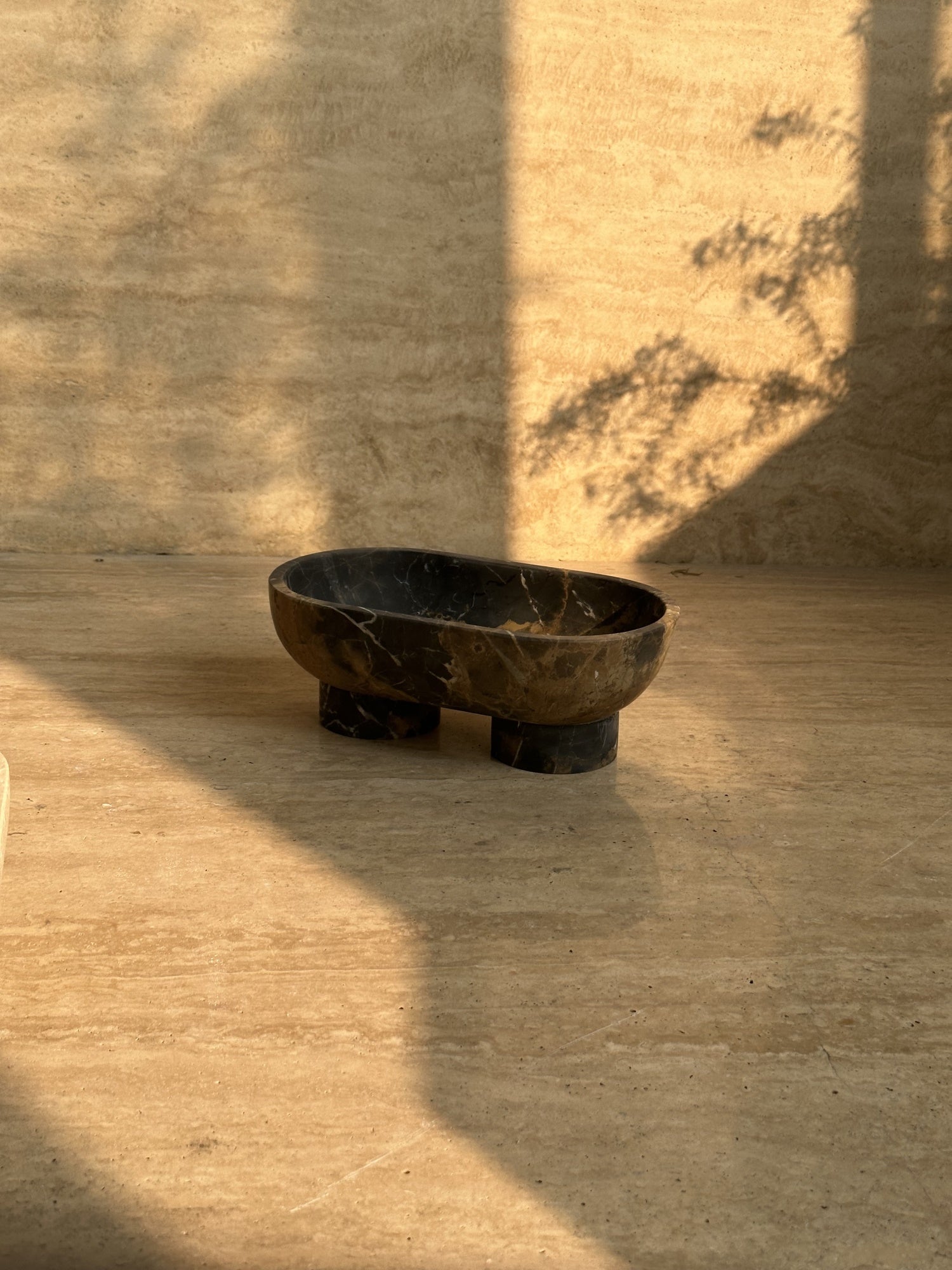 Footed Oval Stone Vanity Tray