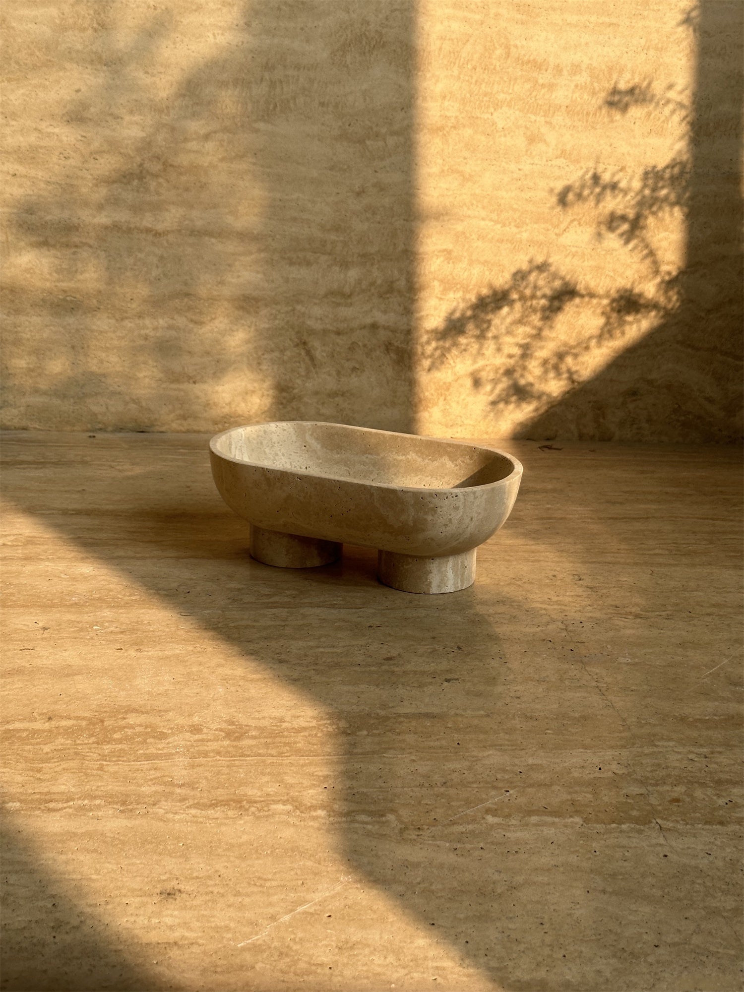 Footed Oval Stone Vanity Tray