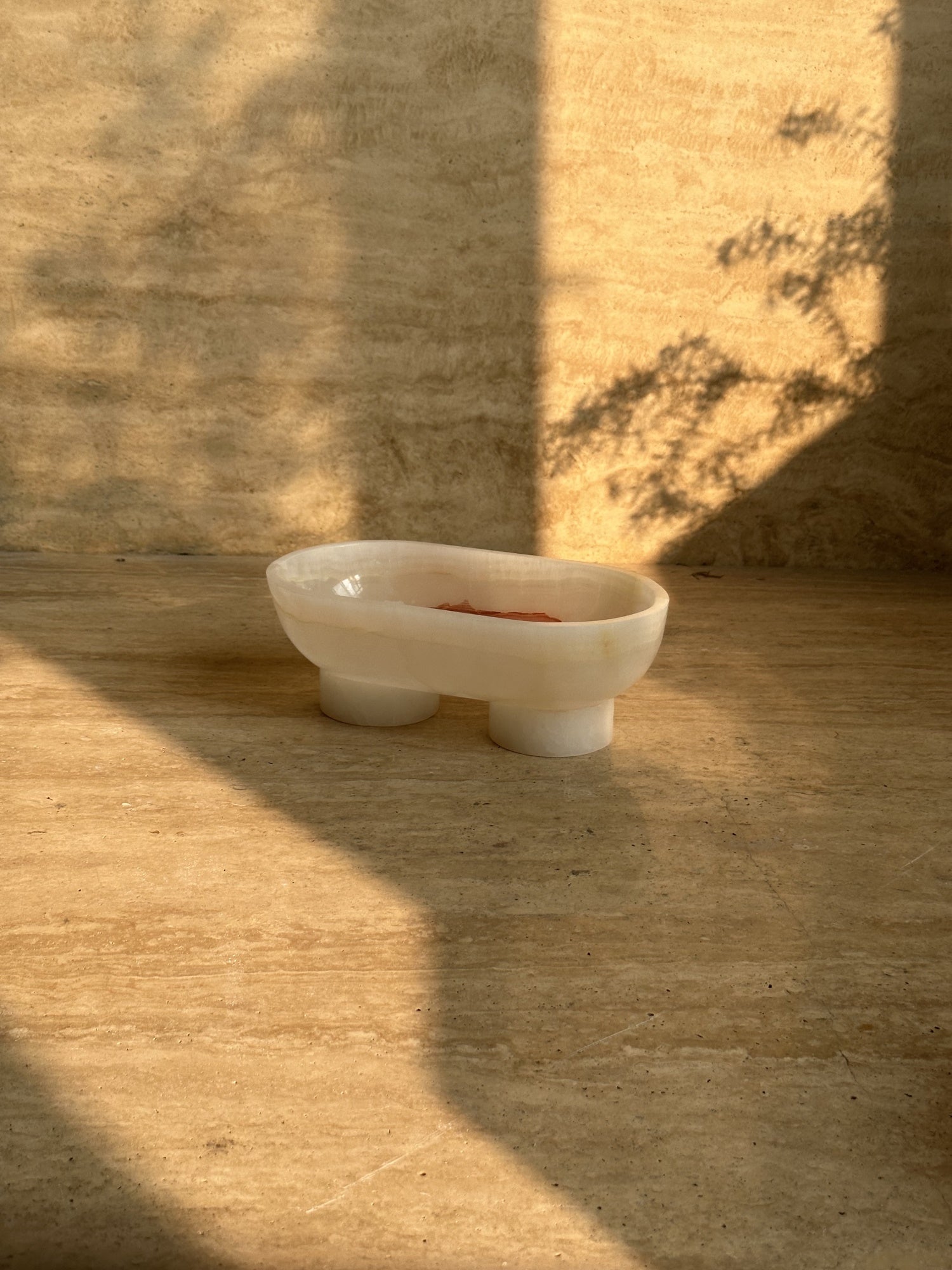 Footed Oval Stone Vanity Tray