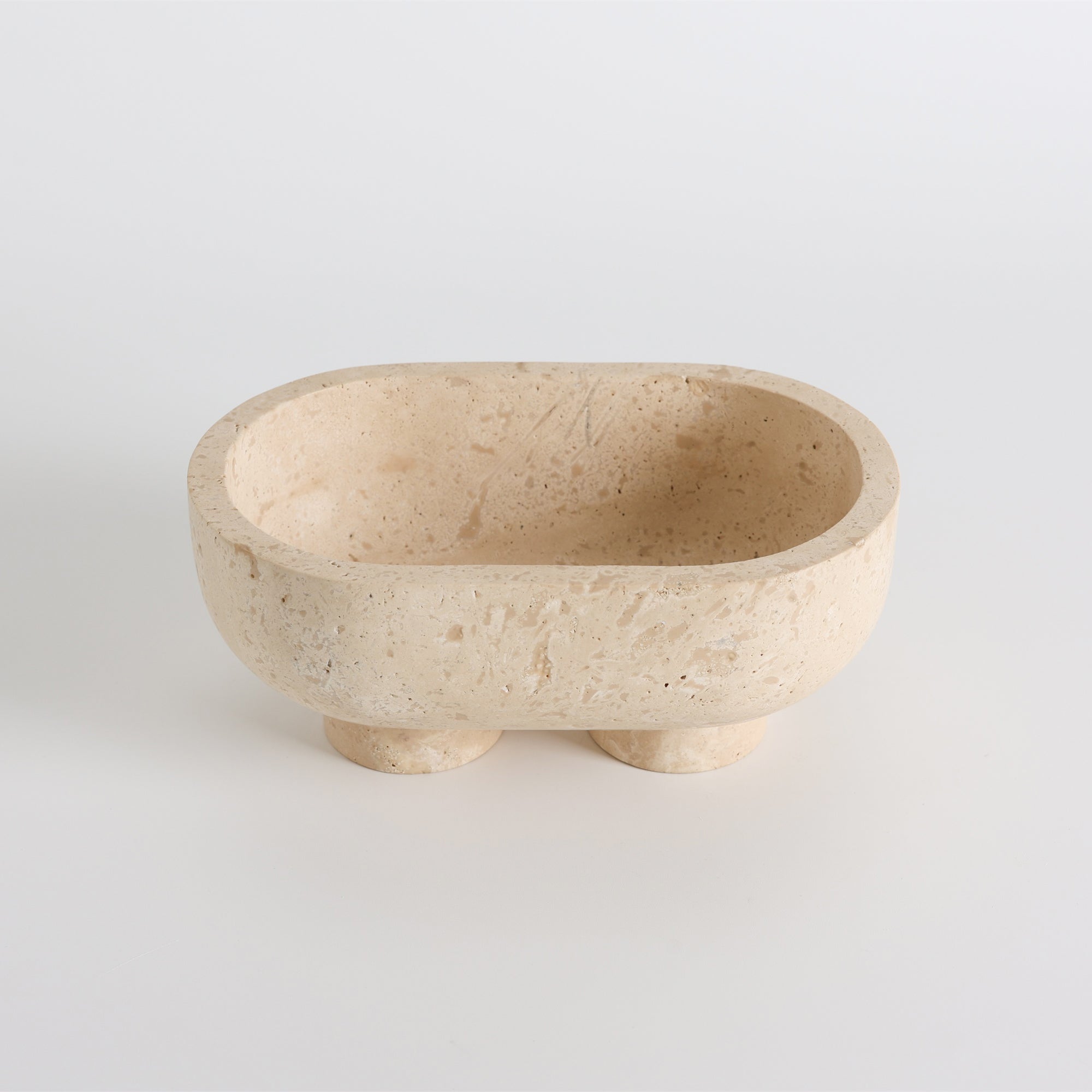 Footed Oval Stone Vanity Tray