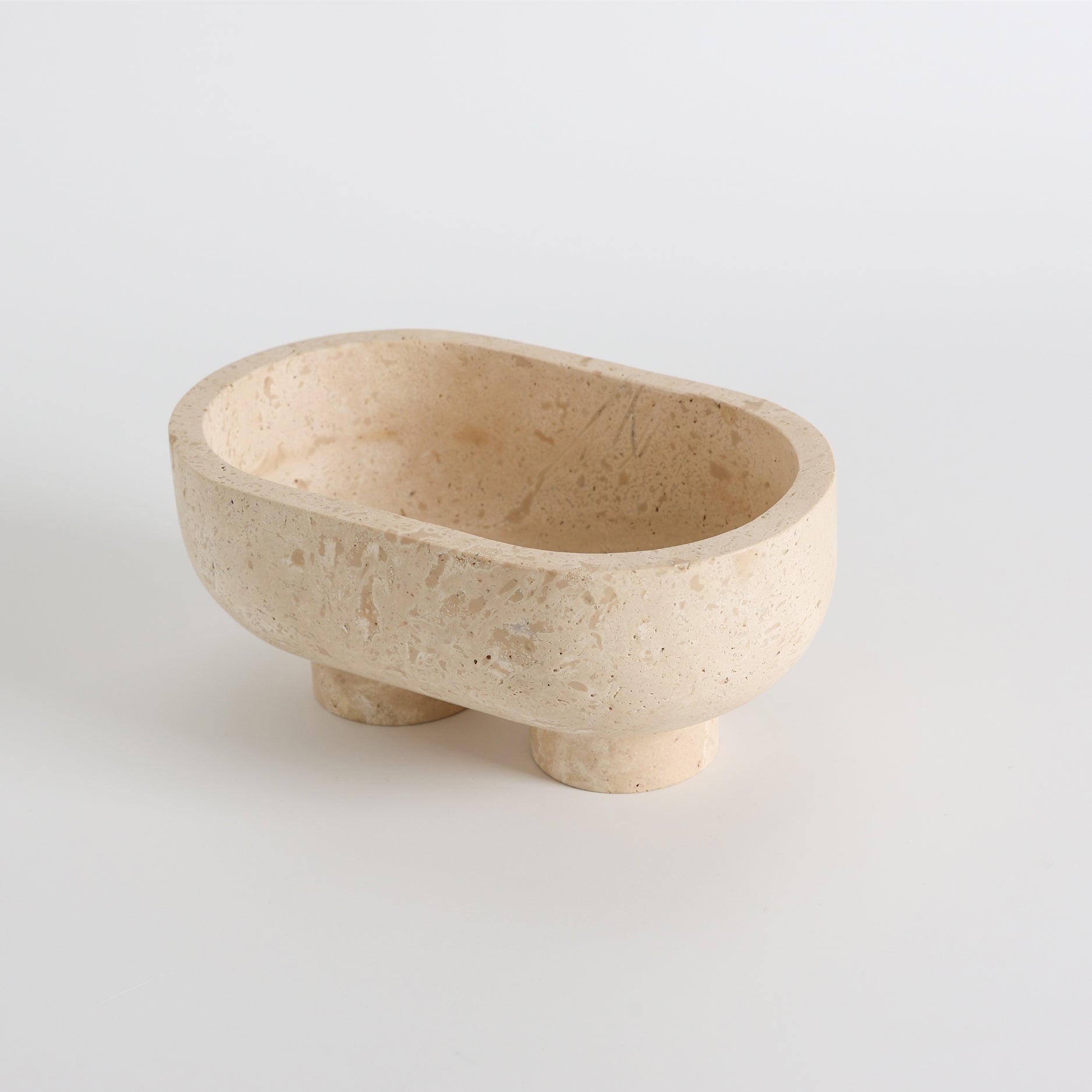Footed Oval Stone Vanity Tray