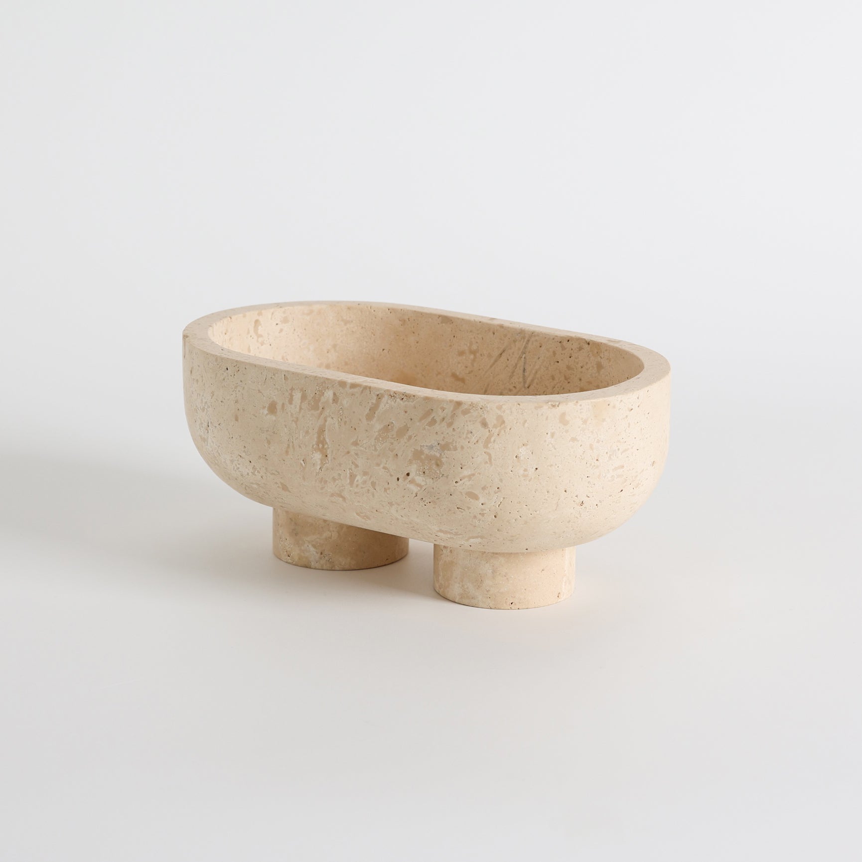 Footed Oval Stone Vanity Tray