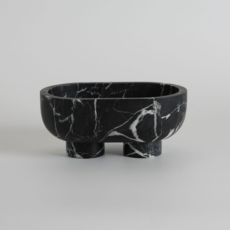 Footed Oval Stone Vanity Tray