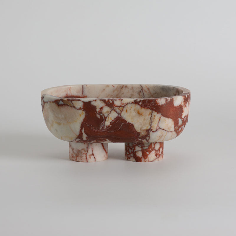 Footed Oval Stone Vanity Tray