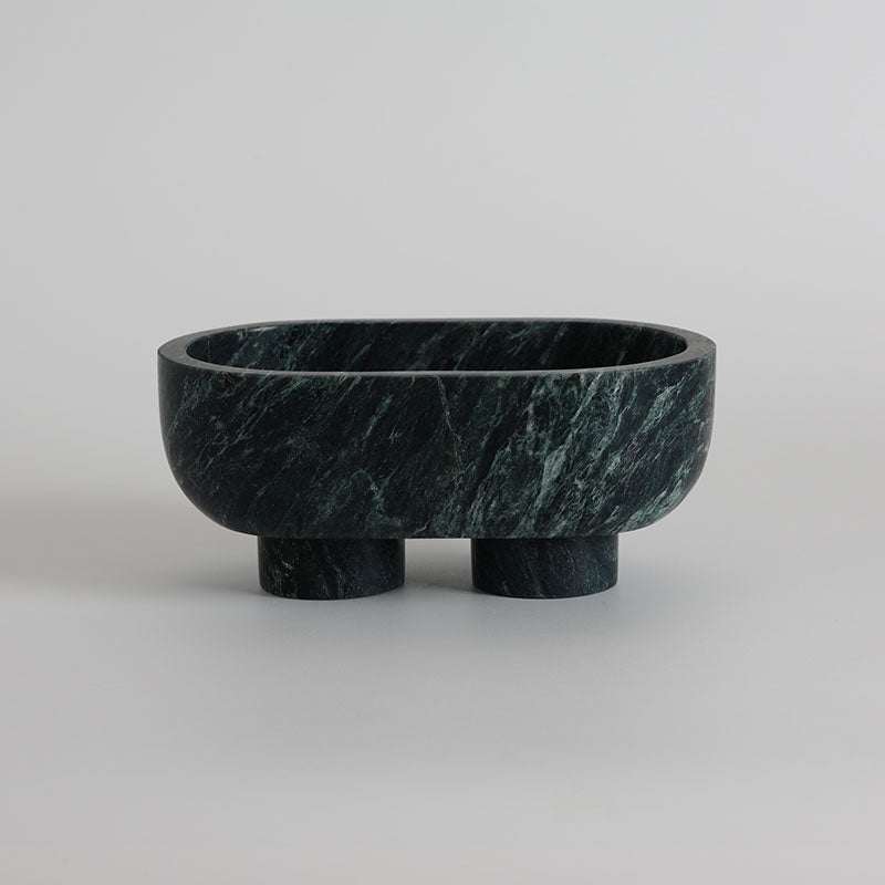 Footed Oval Stone Vanity Tray