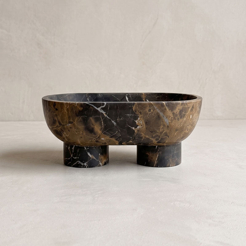Footed Oval Stone Vanity Tray