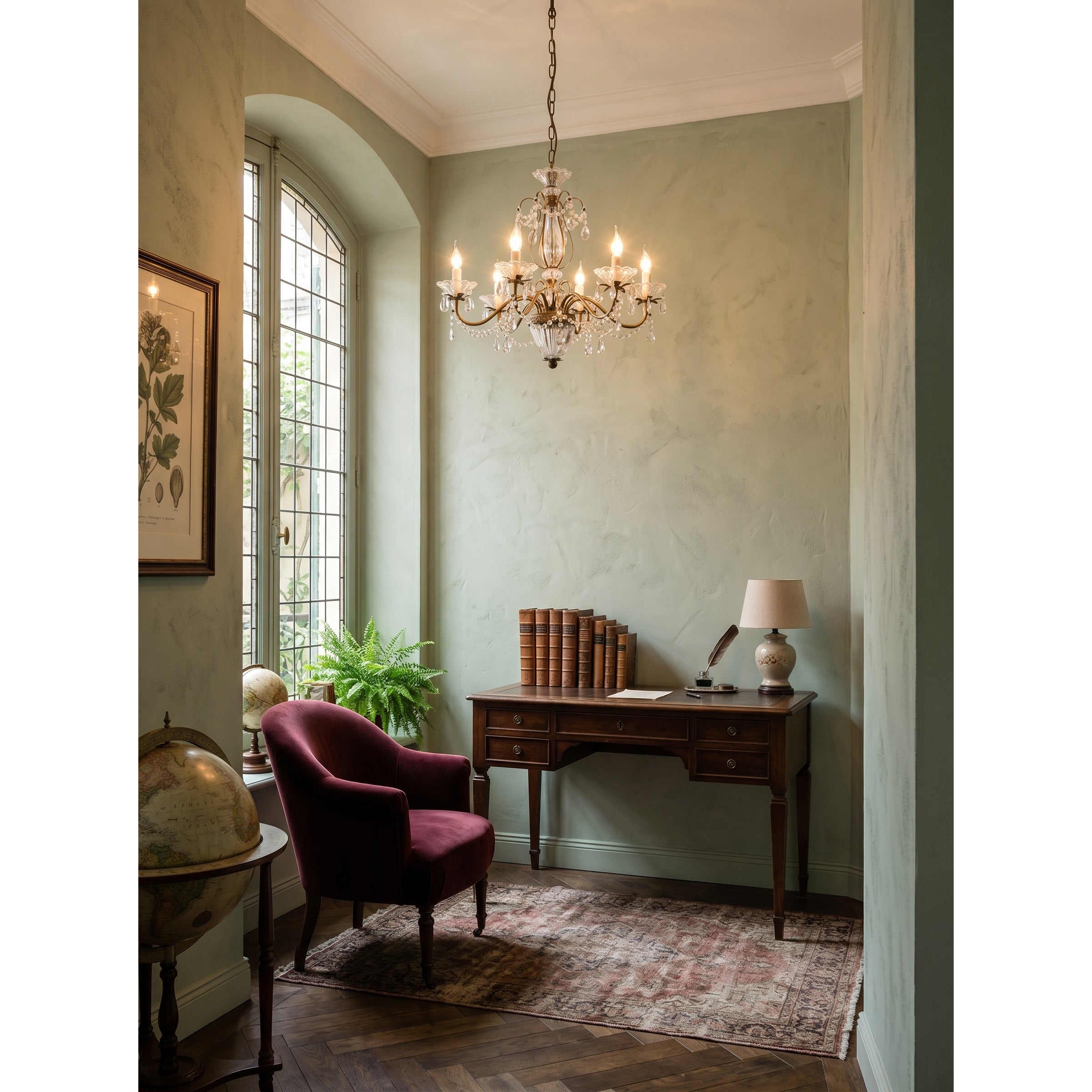 Tiered Antique Brass Crystal Chandelier