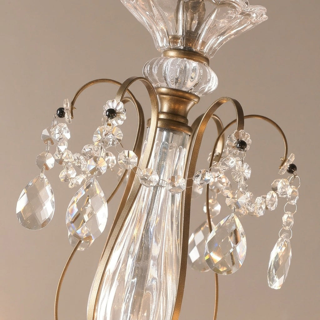 Tiered Antique Brass Crystal Chandelier