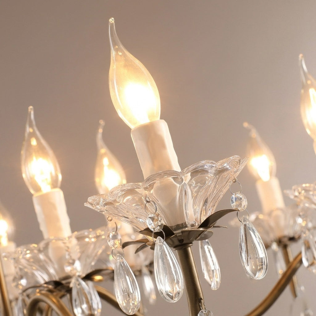 Tiered Antique Brass Crystal Chandelier