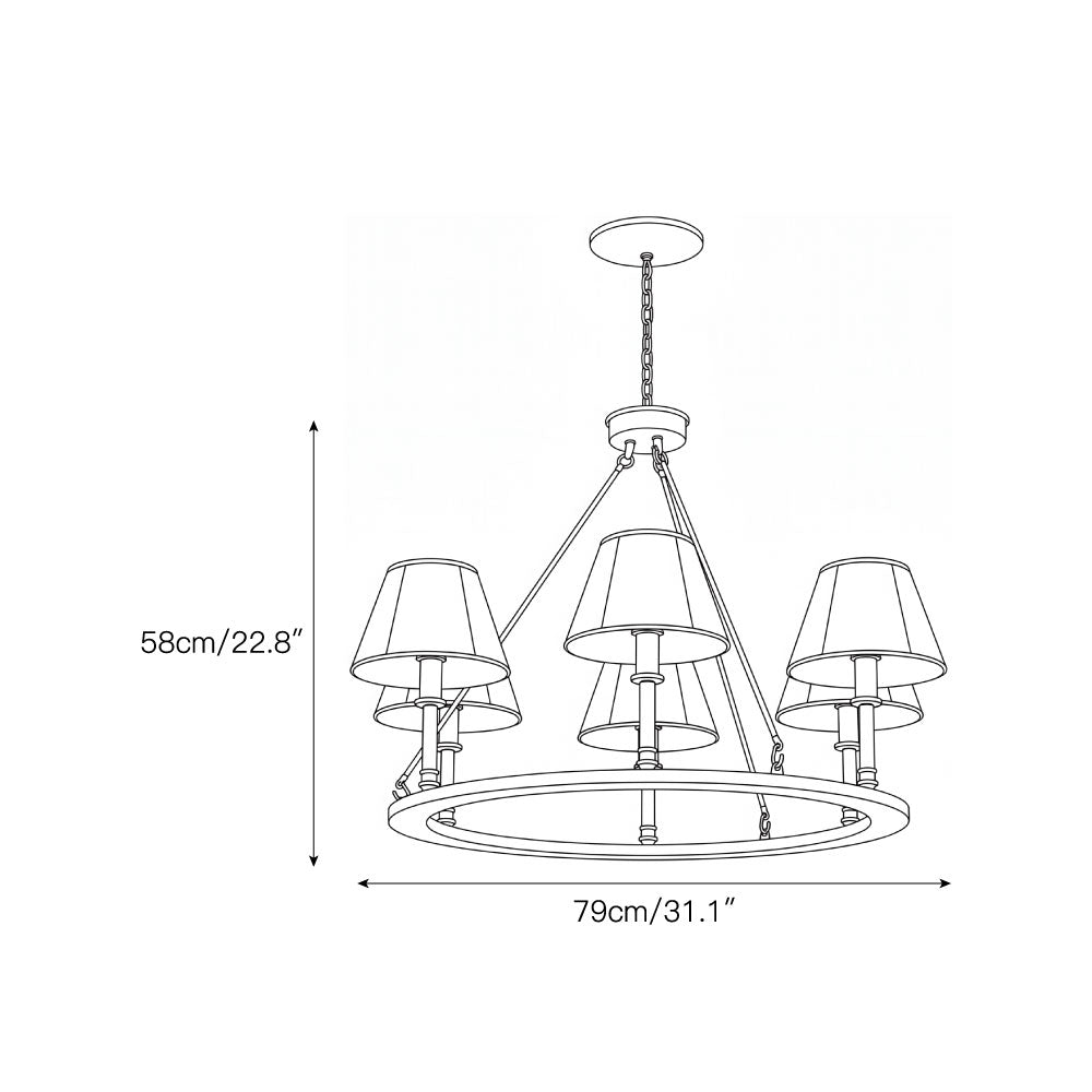 6-Light Wagon Wheel Linen Chandelier