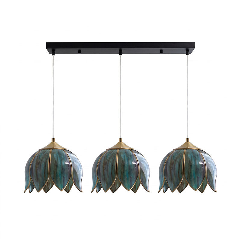 Canna Ribbed Glass & Brass Pendant
