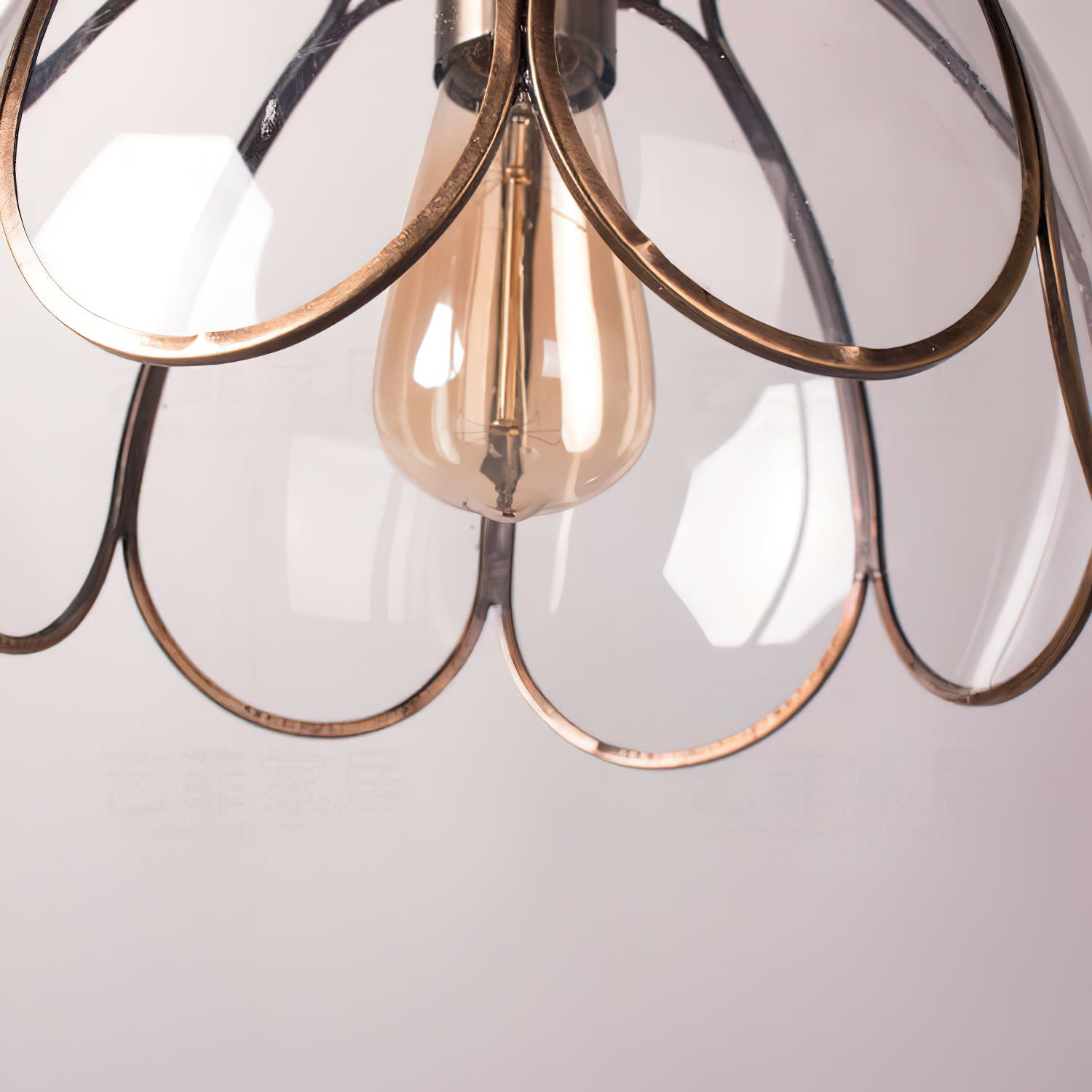 Canna Ribbed Glass & Brass Pendant
