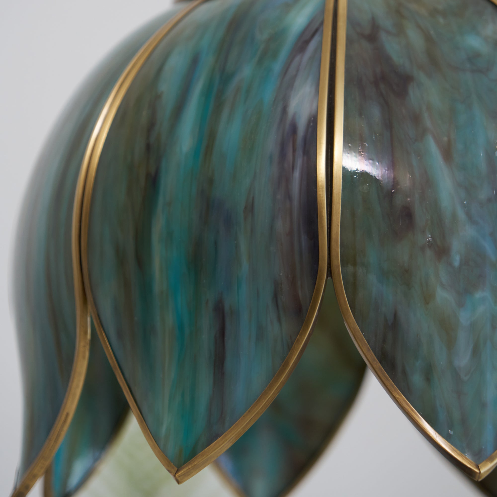 Canna Ribbed Glass & Brass Pendant