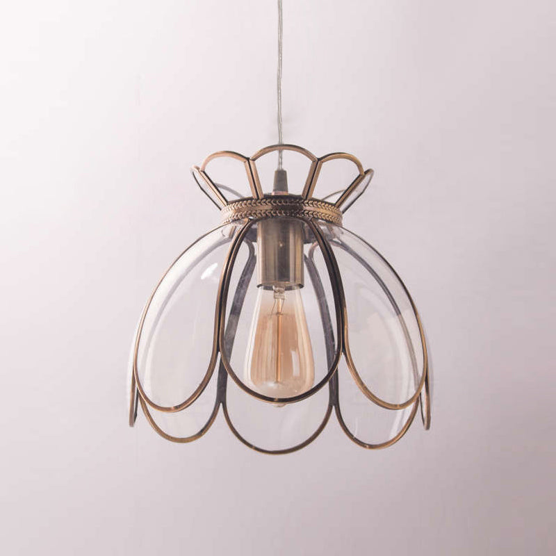 Canna Ribbed Glass & Brass Pendant