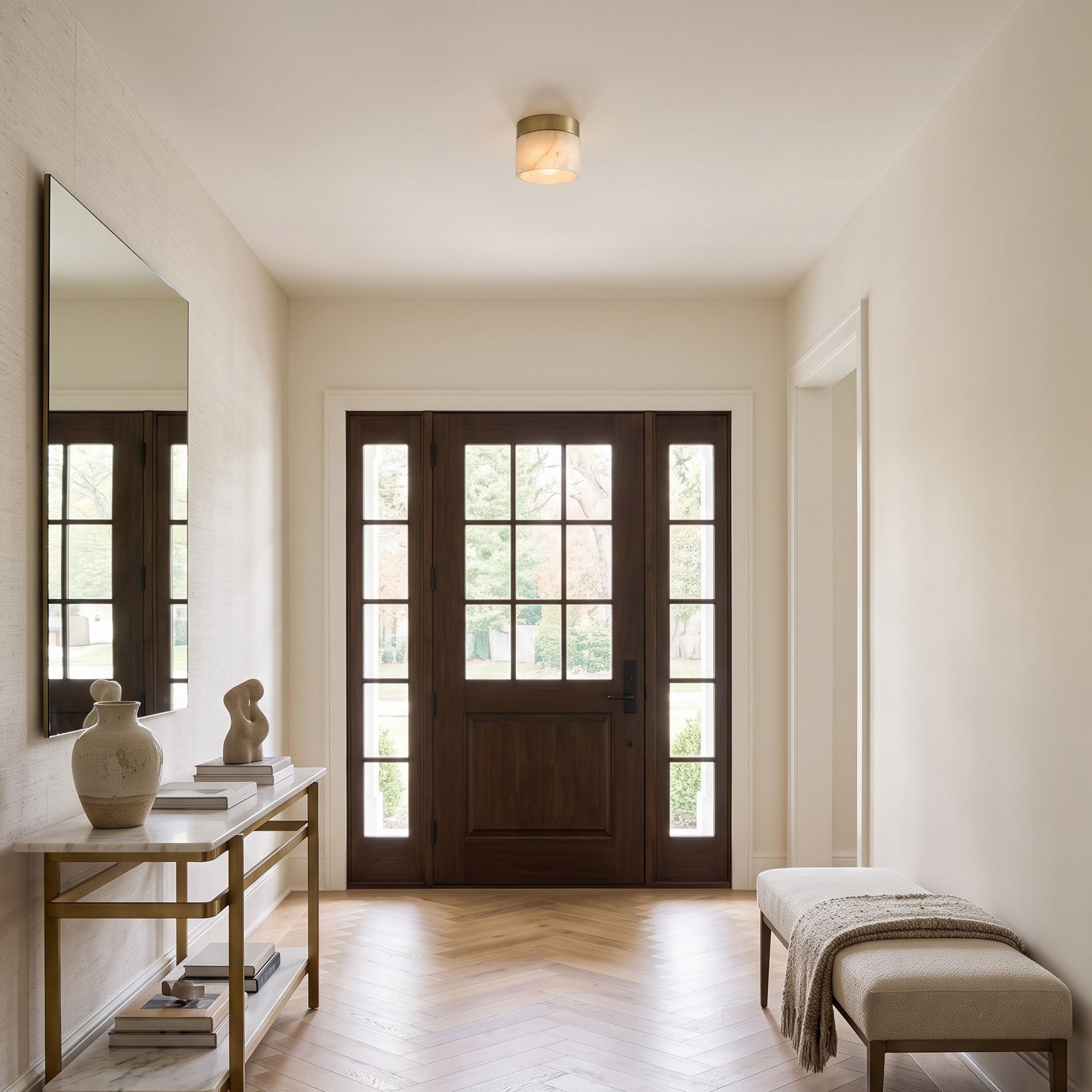 Mini Round Alabaster Ceiling Light
