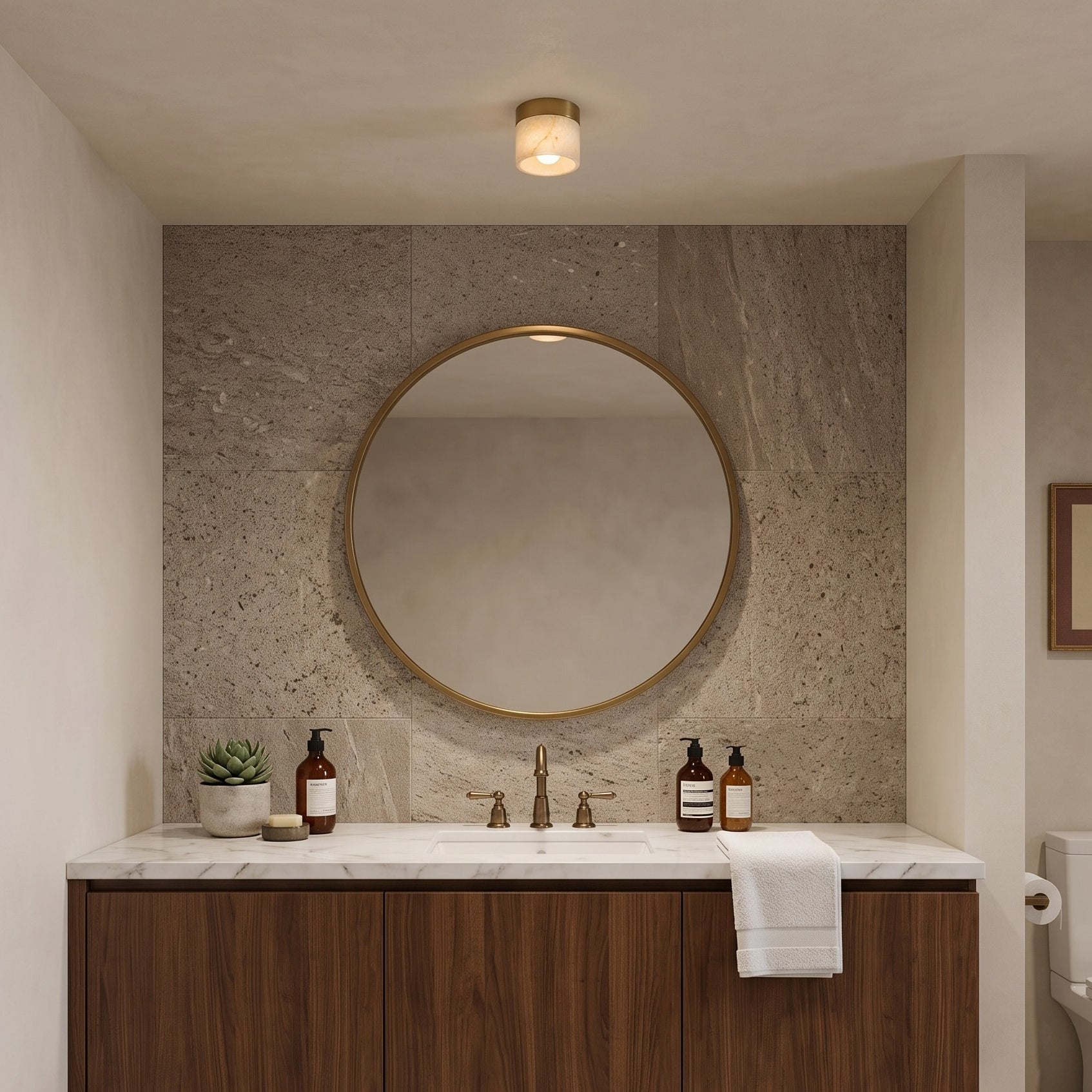 Mini Round Alabaster Ceiling Light