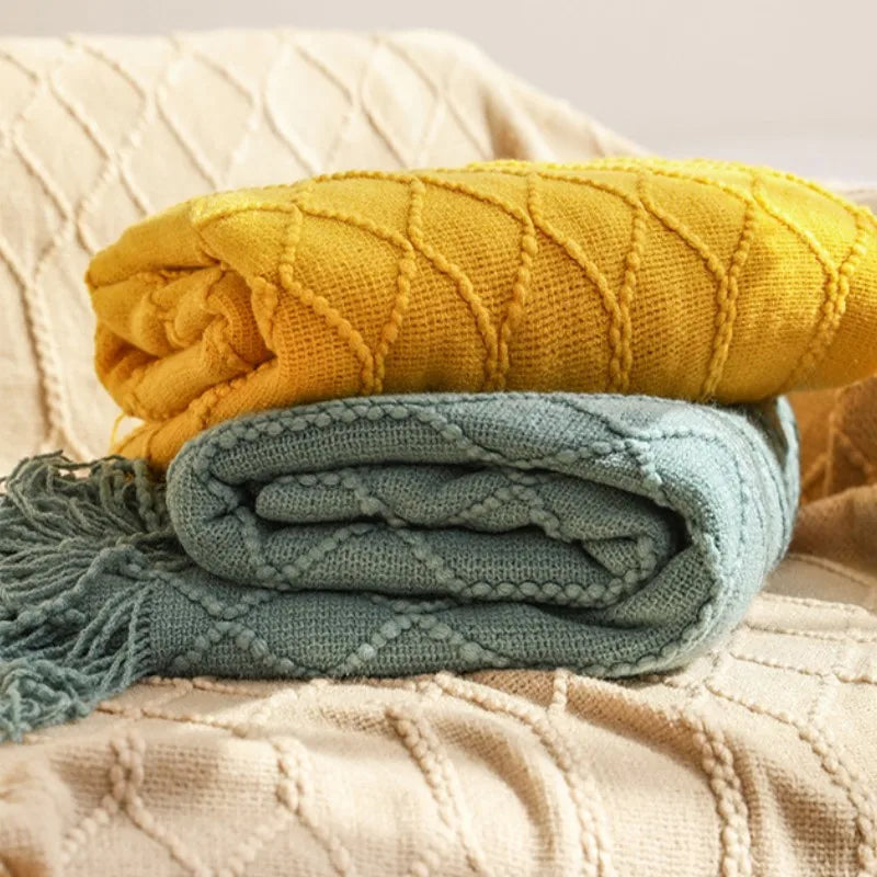 Sedge Fringed Knit Throw