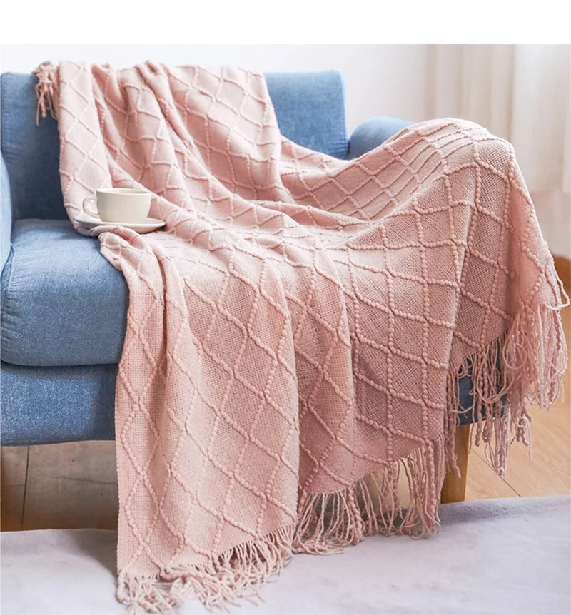 Sedge Fringed Knit Throw