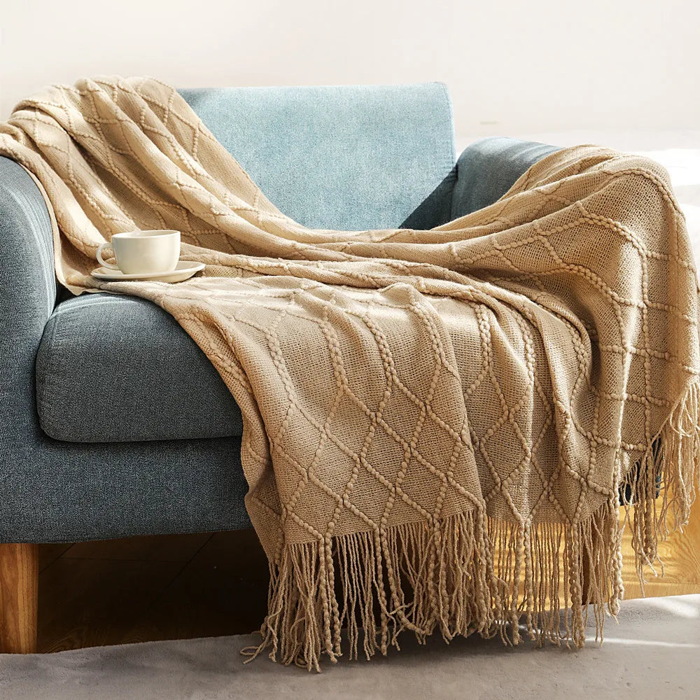 Sedge Fringed Knit Throw
