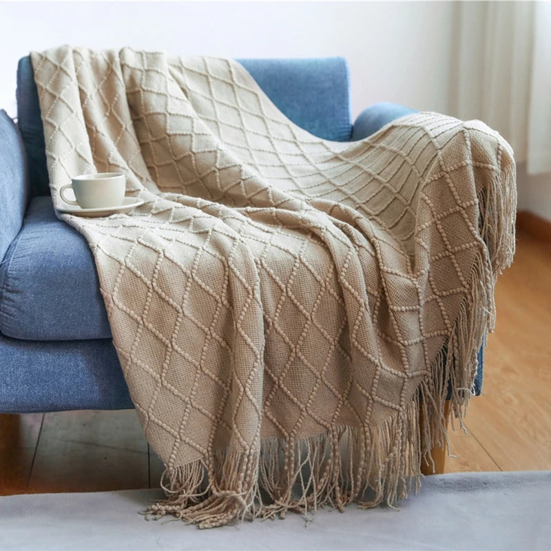 Sedge Fringed Knit Throw