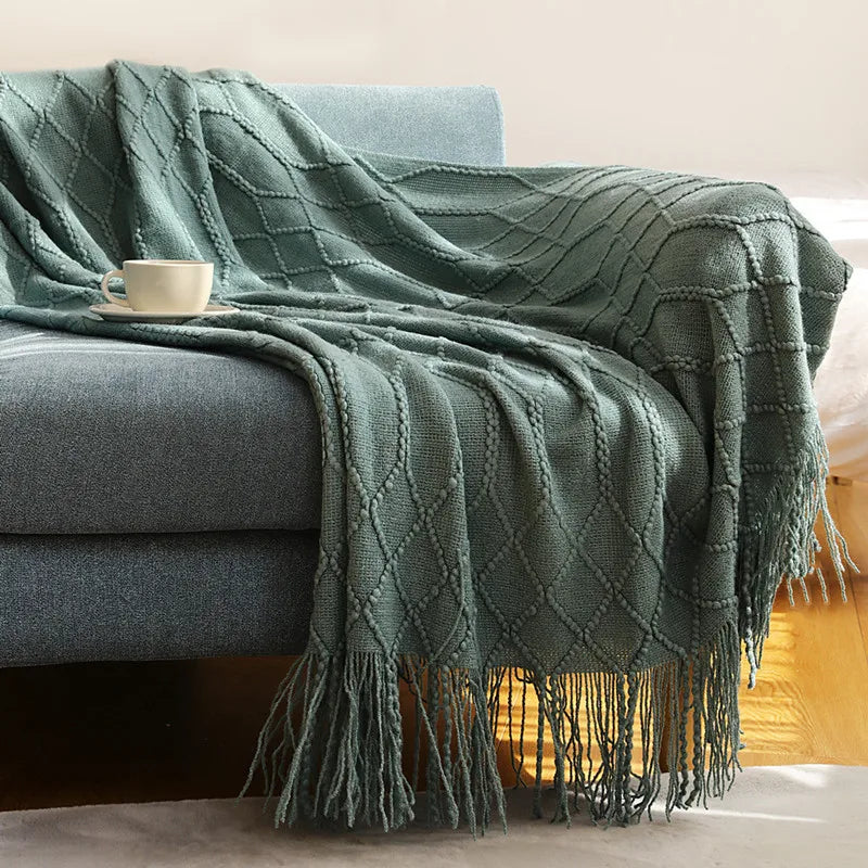Sedge Fringed Knit Throw
