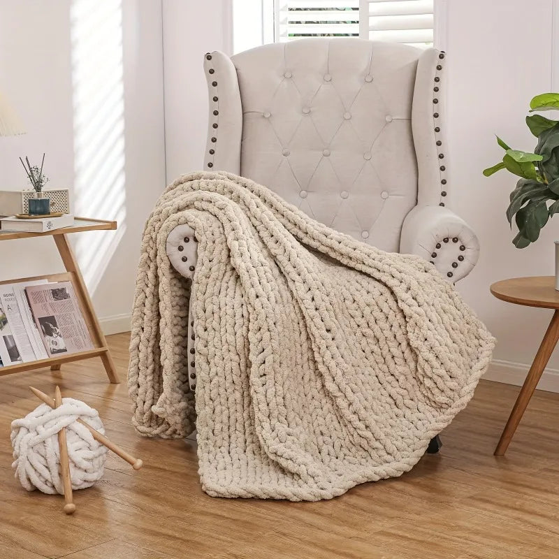 Skein Hand-Knit Wool Throw
