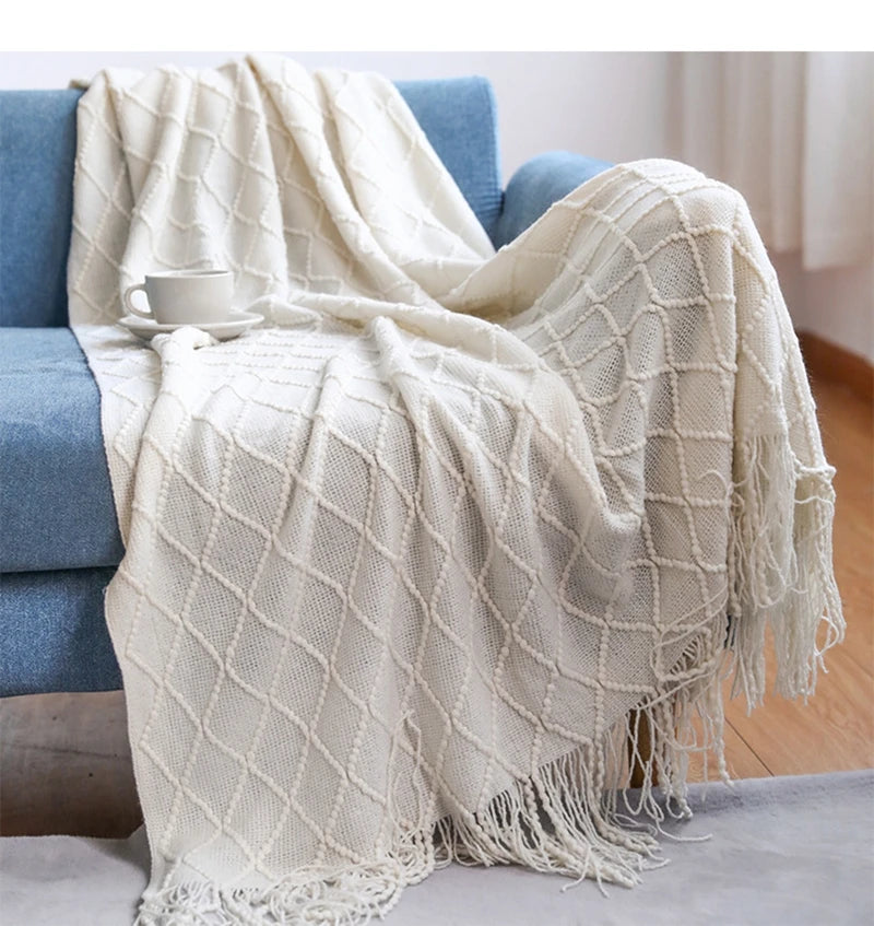 Sedge Fringed Knit Throw