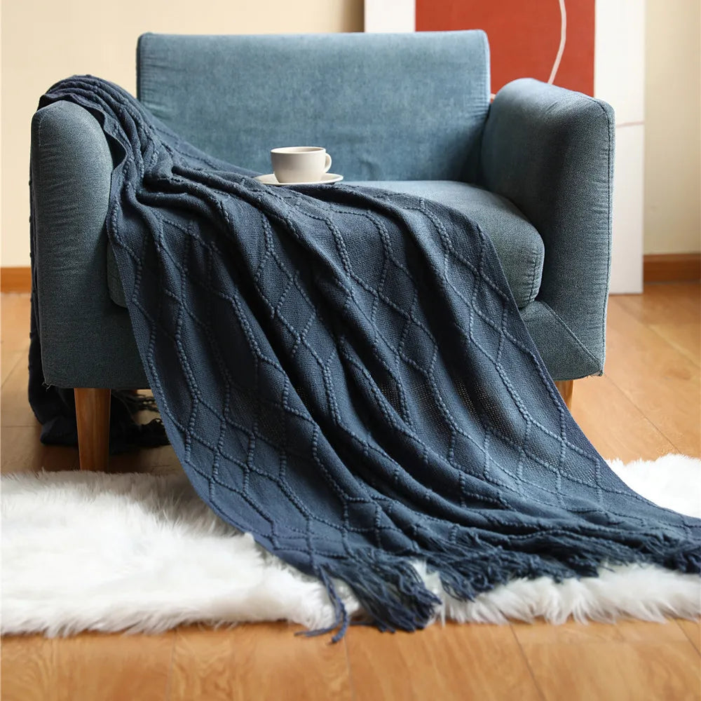 Sedge Fringed Knit Throw