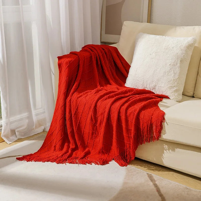 Sedge Fringed Knit Throw