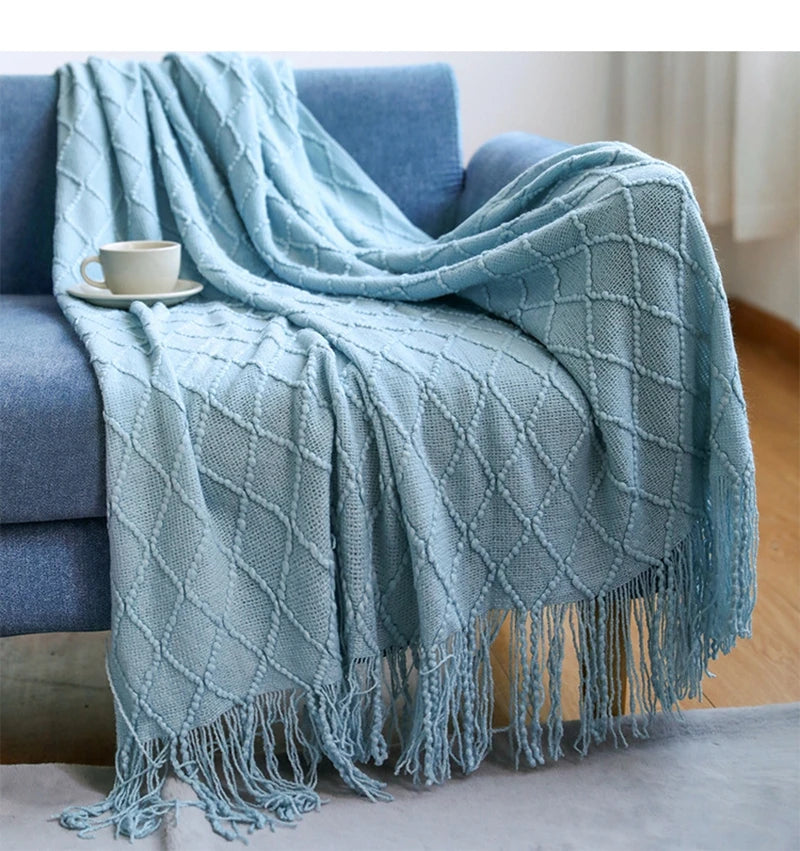 Sedge Fringed Knit Throw