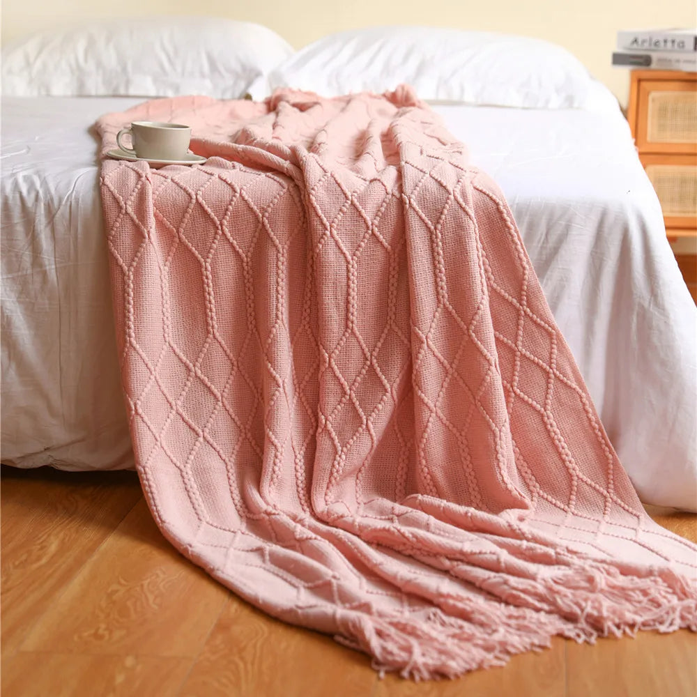Sedge Fringed Knit Throw