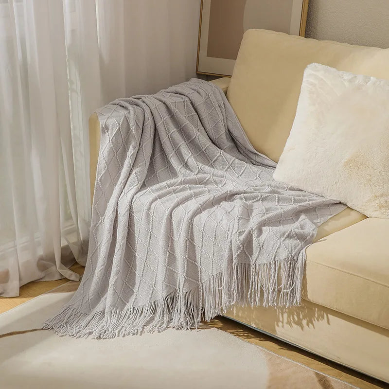 Sedge Fringed Knit Throw