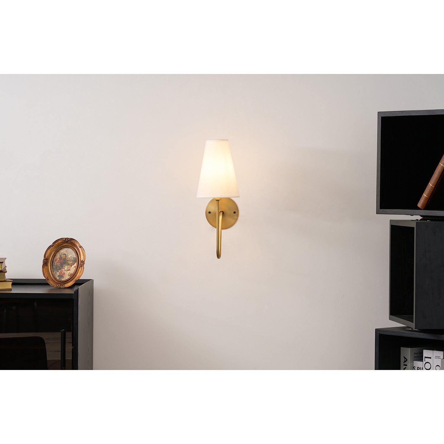Cove Antiqued Brass Curved Sconce