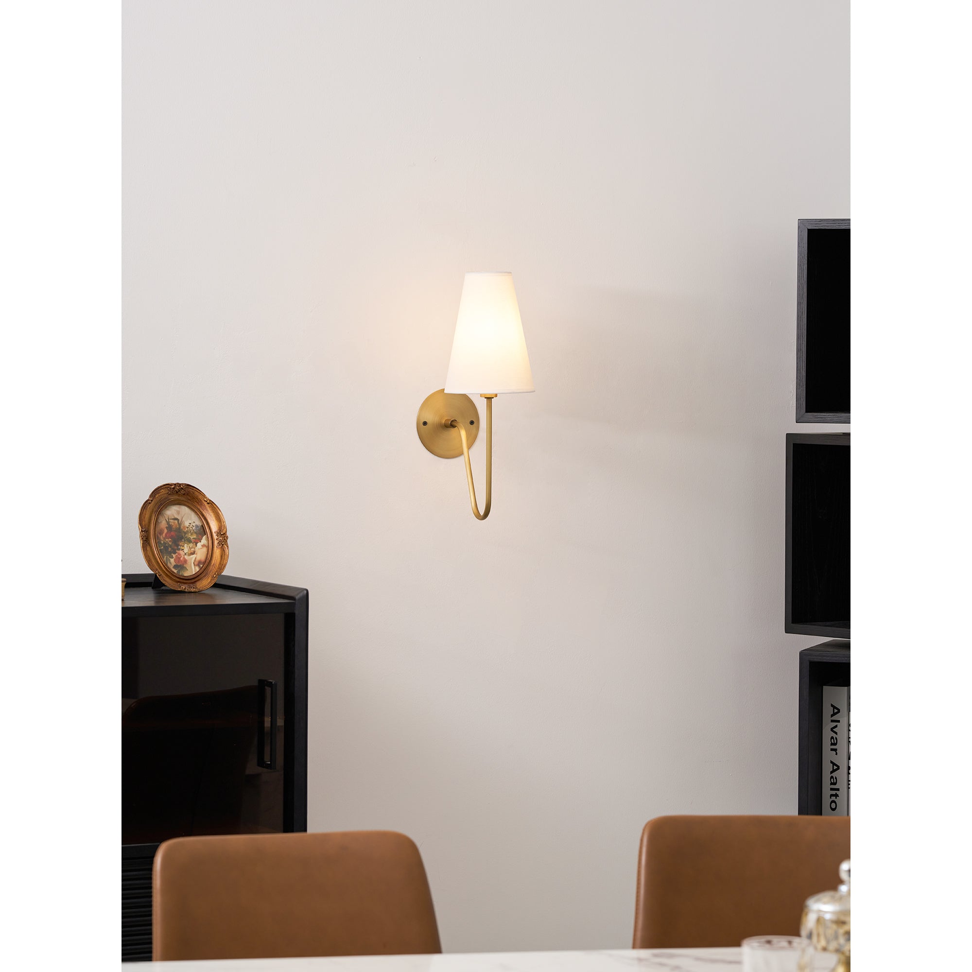 Cove Antiqued Brass Curved Sconce
