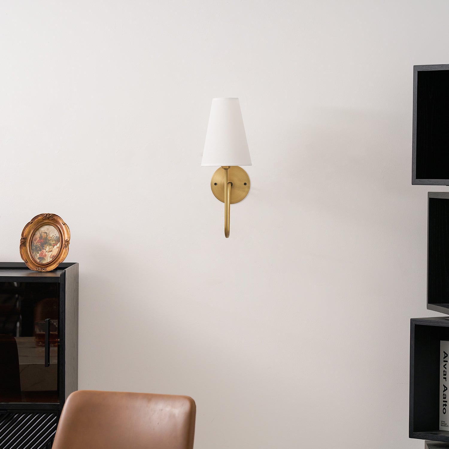 Cove Antiqued Brass Curved Sconce
