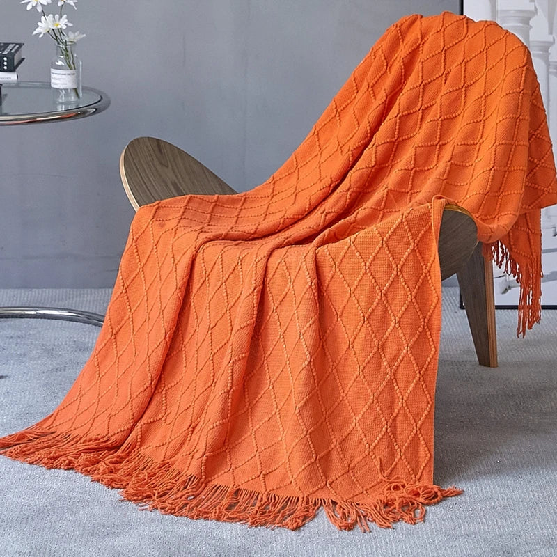 Sedge Fringed Knit Throw